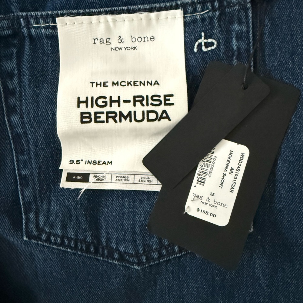 Rag & Bone High-Rise Bermuda Jeans in Dark Blue